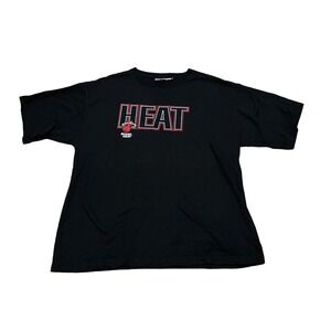 Miami Heat Mens Pro Edge T-Shirt Black Size XL NBA Stitched Cotton Vintage